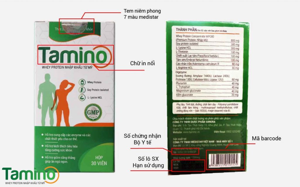 Phân biệt sản phẩm Tamino chính hãng thông qua bao bì sản phẩm