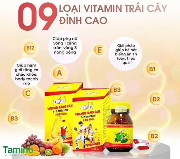 Thành phần 9 vitamin tăng cân TP Thái Lan